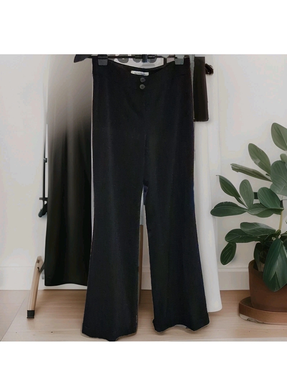 White House Black Market Black Wide-Leg Trousers with Button Waist